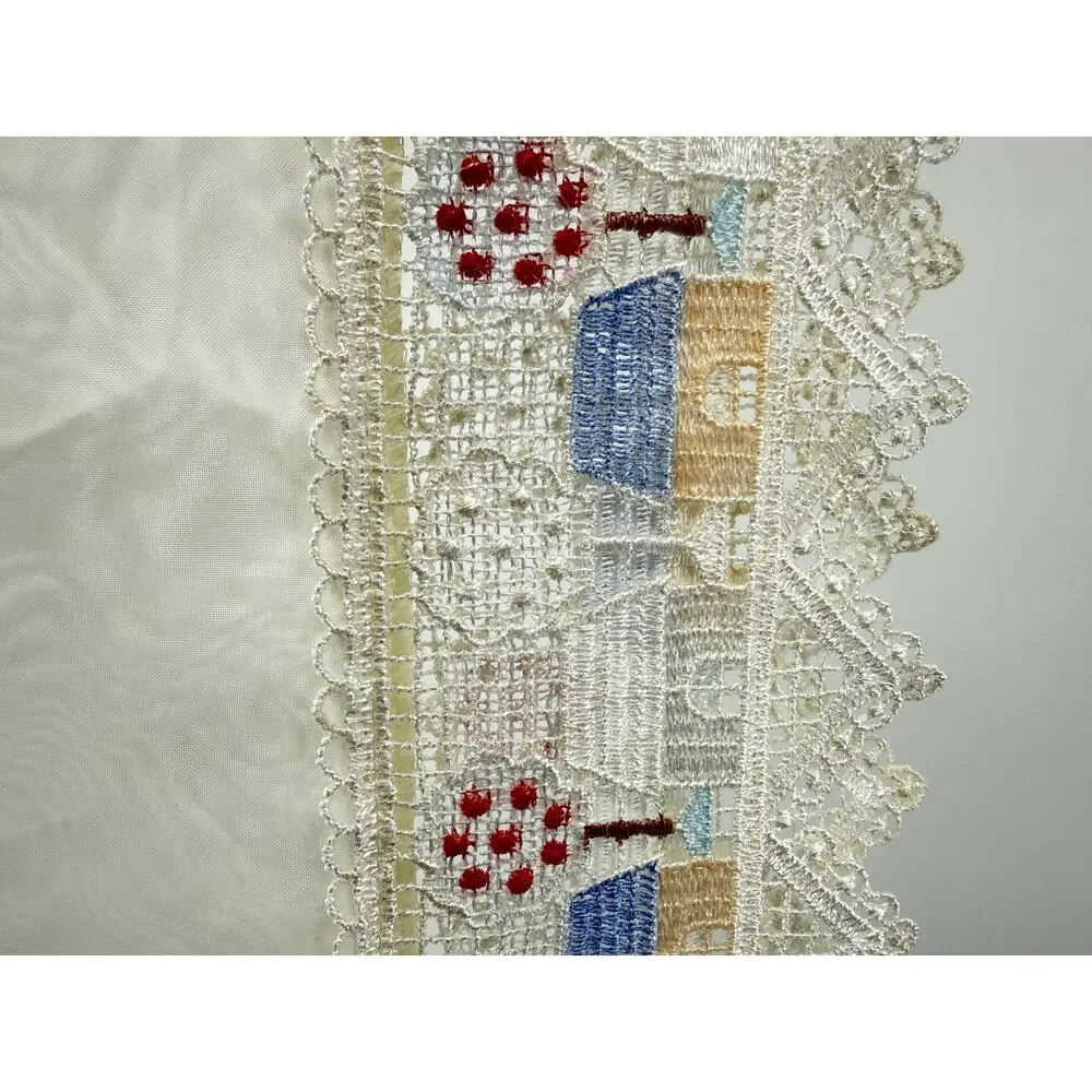 Cottage Village Lace Sheer Rod Pocket Valance Beige House Cream 60x14